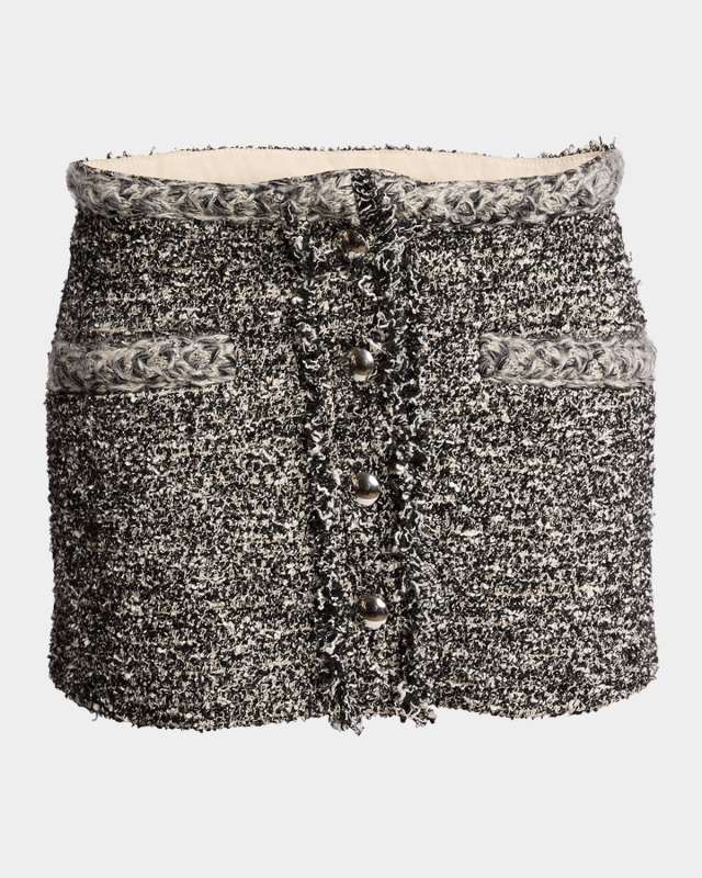 Gleny Braided-Trim Boucle Mini Skirt